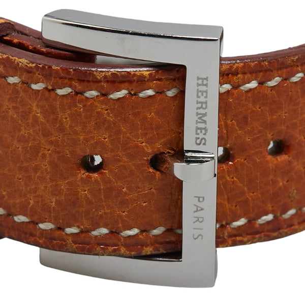 エルメス ベルトウォッチ 腕時計 BE1.210 クオーツ ホワイト文字盤 ステンレススチール レザー レディース HERMES 【中古】