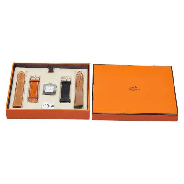 エルメス ベルトウォッチ 腕時計 BE1.210 クオーツ ホワイト文字盤 ステンレススチール レザー レディース HERMES 【中古】