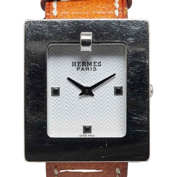 エルメス ベルトウォッチ 腕時計 BE1.210 クオーツ ホワイト文字盤 ステンレススチール レザー レディース HERMES 【中古】