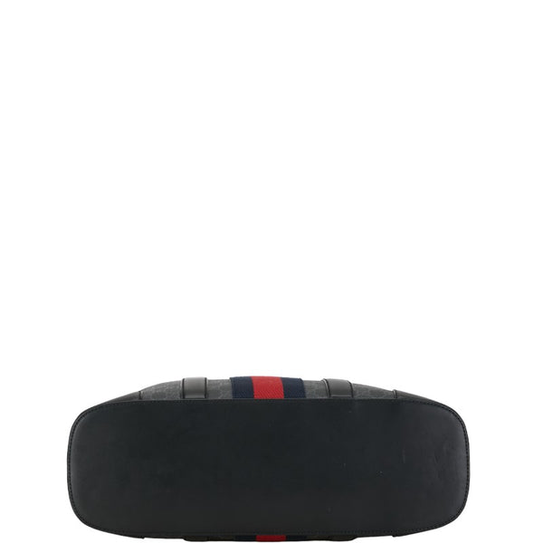 グッチ GGスプリーム シェリーライン トートバッグ ショルダーバッグ 495560 ブラック PVC レザー レディース GUCCI 【中古】