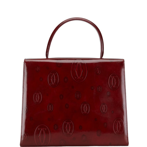 カルティエ マストライン ハッピーバースデー ハンドバッグ ワインレッド パテントレザー レディース CARTIER 【中古】