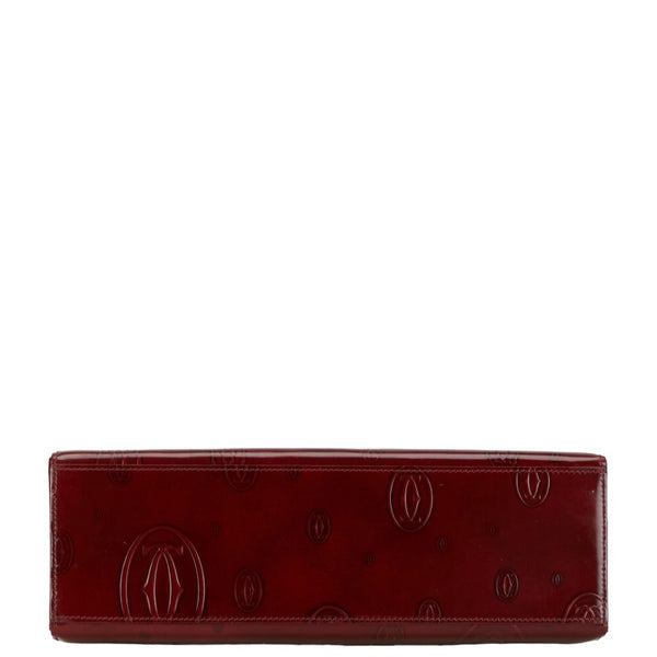 カルティエ マストライン ハッピーバースデー ハンドバッグ ワインレッド パテントレザー レディース CARTIER 【中古】