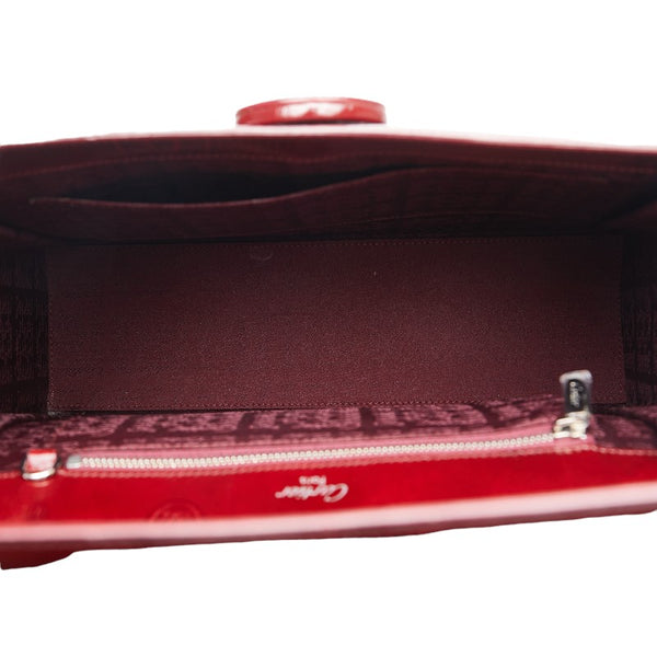 カルティエ マストライン ハッピーバースデー ハンドバッグ ワインレッド パテントレザー レディース CARTIER 【中古】
