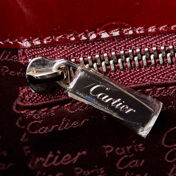 カルティエ マストライン ハッピーバースデー ハンドバッグ ワインレッド パテントレザー レディース CARTIER 【中古】