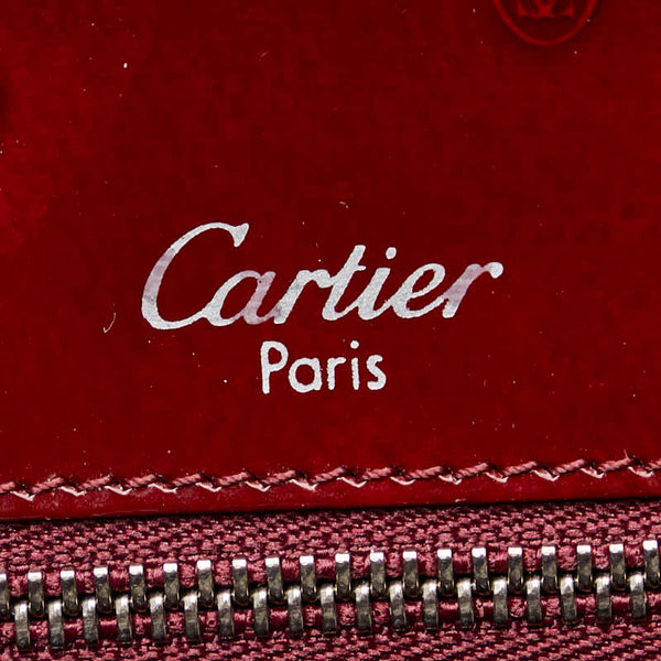 カルティエ マストライン ハッピーバースデー ハンドバッグ ワインレッド パテントレザー レディース CARTIER 【中古】