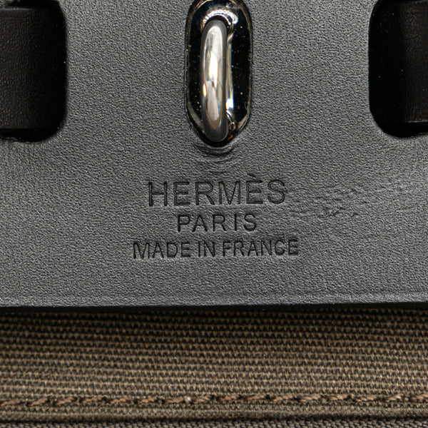 エルメス エールバッグジップPM ハンドバッグ ショルダーバッグ カーキ ブラック トワルオフィシエ レザー レディース HERMES 【中古】