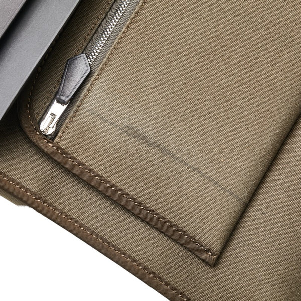 エルメス エールバッグジップPM ハンドバッグ ショルダーバッグ カーキ ブラック トワルオフィシエ レザー レディース HERMES 【中古】