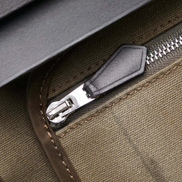 エルメス エールバッグジップPM ハンドバッグ ショルダーバッグ カーキ ブラック トワルオフィシエ レザー レディース HERMES 【中古】