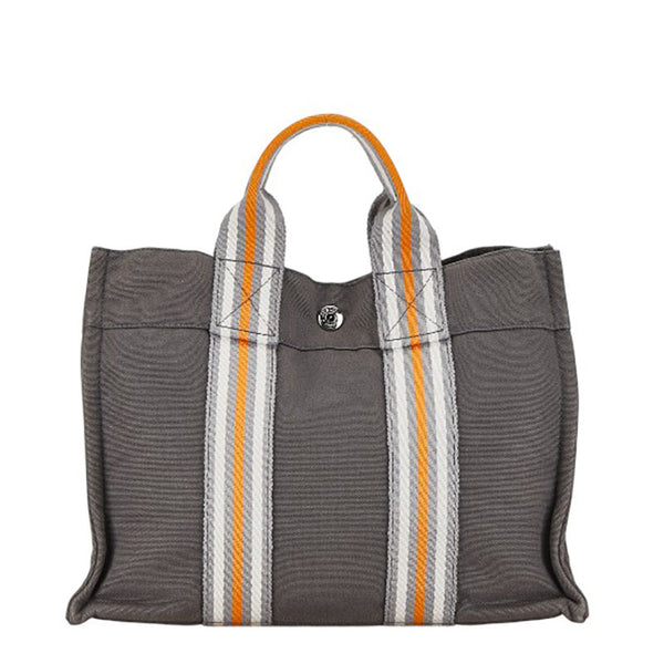 エルメス サックフルートゥPM 2001年銀座限定 ハンドバッグ グレー オレンジ キャンバス レディース HERMES 【中古】