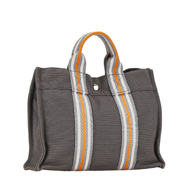 エルメス サックフルートゥPM 2001年銀座限定 ハンドバッグ グレー オレンジ キャンバス レディース HERMES 【中古】