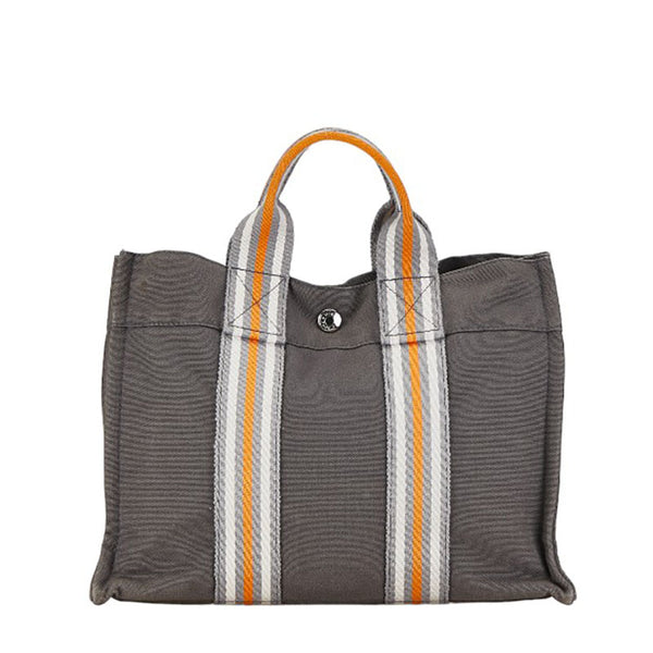 エルメス サックフルートゥPM 2001年銀座限定 ハンドバッグ グレー オレンジ キャンバス レディース HERMES 【中古】