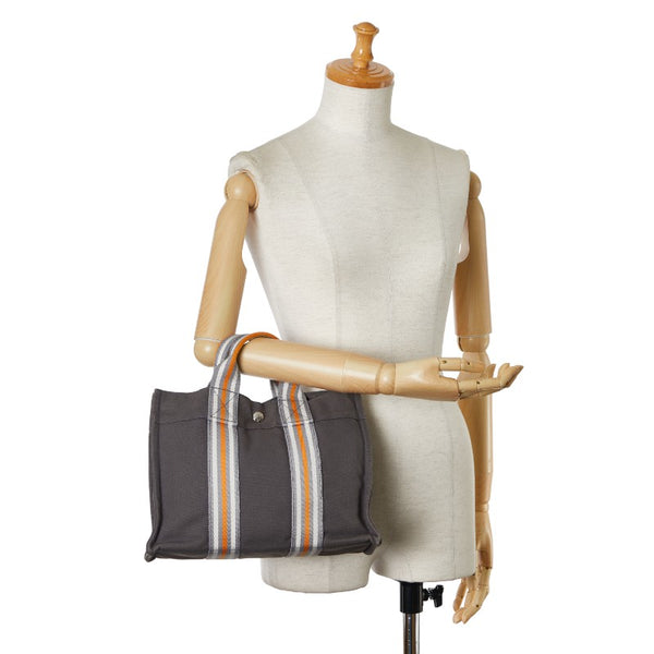 エルメス サックフルートゥPM 2001年銀座限定 ハンドバッグ グレー オレンジ キャンバス レディース HERMES 【中古】