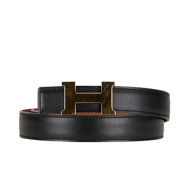 エルメス コンスタンス Hベルト ベルト サイズ：65 ブラック ゴールド レザー レディース HERMES 【中古】