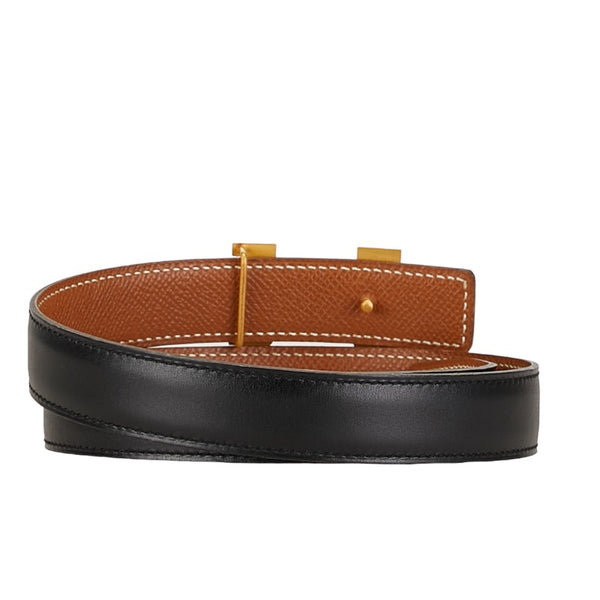 エルメス コンスタンス Hベルト ベルト サイズ：65 ブラック ゴールド レザー レディース HERMES 【中古】