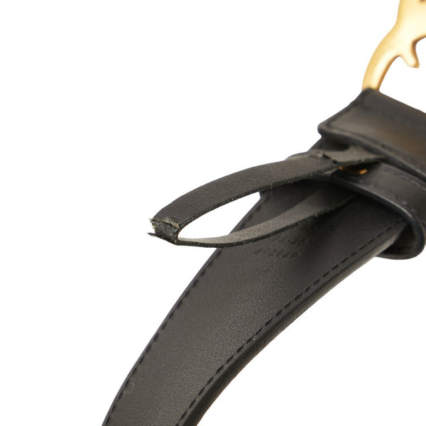 グッチ GGマーモント ダブルG ベルト サイズ：75/30 400593 ブラック ゴールド レザー レディース GUCCI 【中古】