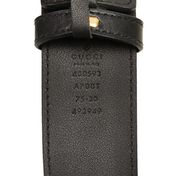 グッチ GGマーモント ダブルG ベルト サイズ：75/30 400593 ブラック ゴールド レザー レディース GUCCI 【中古】