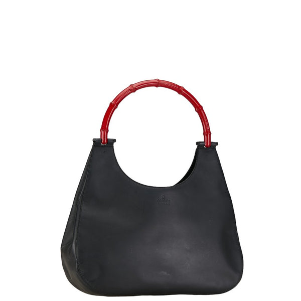 グッチ バンブー ハンドバッグ 001 3760 ブラック レッド レザー レディース GUCCI 【中古】