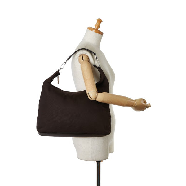 グッチ ハンドバッグ ワンショルダーバッグ 001 1955 ブラウン ナイロン レザー レディース GUCCI 【中古】