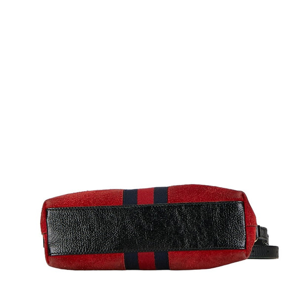 グッチ オフィディア シェリーライン 斜め掛けショルダーバッグ 499621 レッド ブラック スウェード レザー レディース GUCCI 【中古】