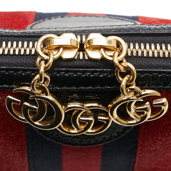 グッチ オフィディア シェリーライン 斜め掛けショルダーバッグ 499621 レッド ブラック スウェード レザー レディース GUCCI 【中古】