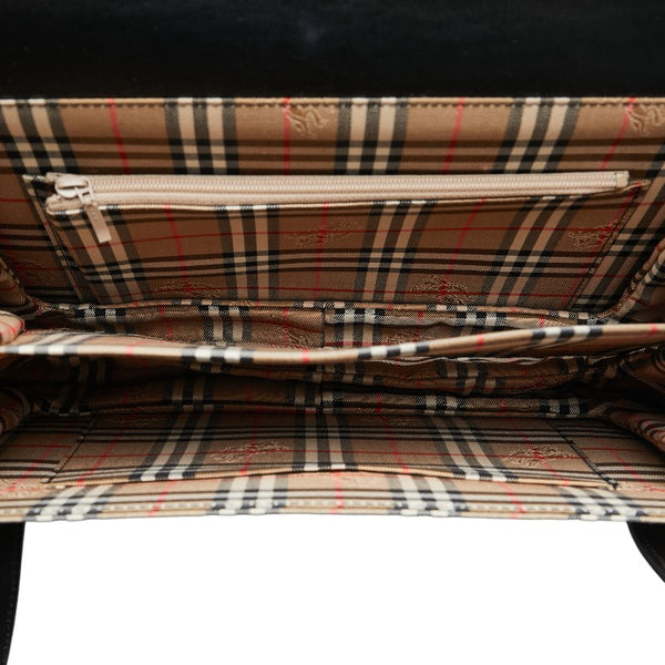 バーバリー ノバチェック シャドーホース ワンショルダーバッグ ブラック マルチカラー レザー キャンバス レディース BURBERRY 【中古】