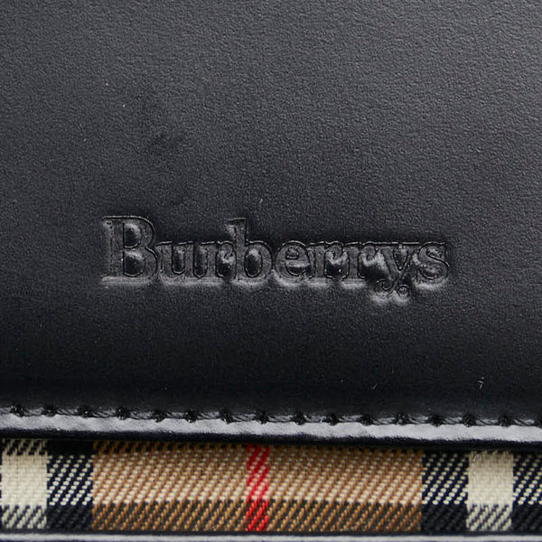 バーバリー ノバチェック シャドーホース ワンショルダーバッグ ブラック マルチカラー レザー キャンバス レディース BURBERRY 【中古】