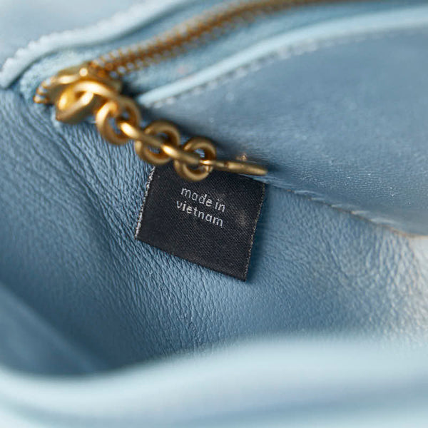 コーチ ターンロック クラッチ20 キルティング ハンドバッグ チェーン ショルダーバッグ 2WAY C3845 ライトブルー レザー レディース COACH 【中古】