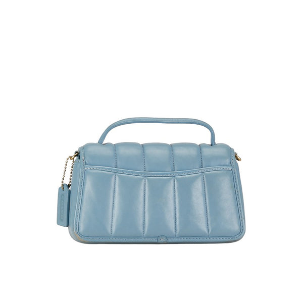 コーチ ターンロック クラッチ20 キルティング ハンドバッグ チェーン ショルダーバッグ 2WAY C3845 ライトブルー レザー レディース COACH 【中古】