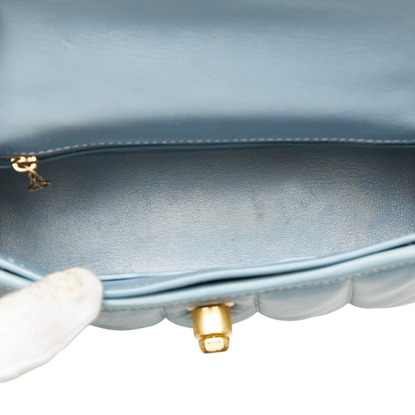 コーチ ターンロック クラッチ20 キルティング ハンドバッグ チェーン ショルダーバッグ 2WAY C3845 ライトブルー レザー レディース COACH 【中古】