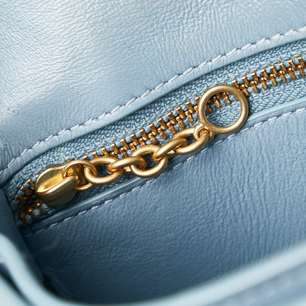 コーチ ターンロック クラッチ20 キルティング ハンドバッグ チェーン ショルダーバッグ 2WAY C3845 ライトブルー レザー レディース COACH 【中古】