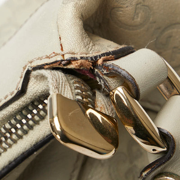 グッチ グッチシマ アビー ワンショルダーバッグ ハンドバッグ 190525 アイボリー ホワイト レザー レディース GUCCI 【中古】