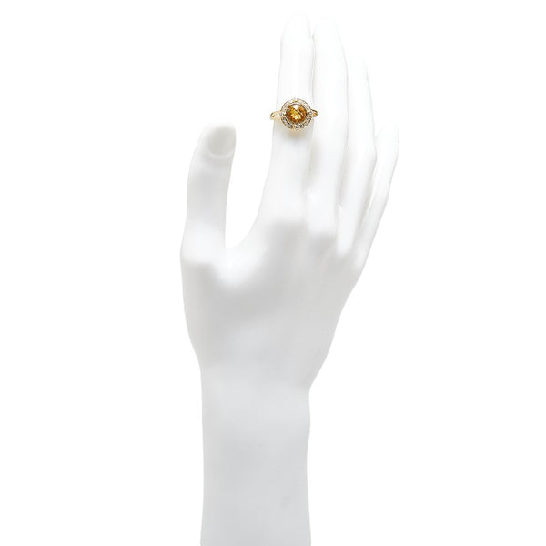ノーブランド K18YG イエローゴールド シトリントパーズ1.30ct ダイヤ0.15ct リング 指輪 レディース no brand 12号 【中古】