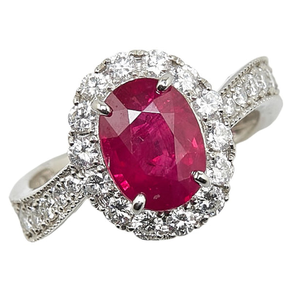 Pt900 プラチナ ルビー2.431ct ダイヤ0.82ct リング 指輪 レディース 11.5号 【中古】