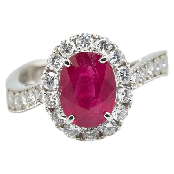 Pt900 プラチナ ルビー2.431ct ダイヤ0.82ct リング 指輪 レディース 11.5号 【中古】