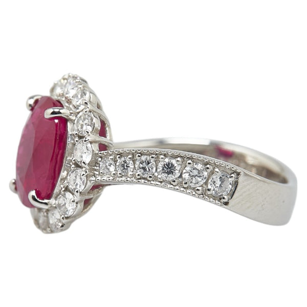 Pt900 プラチナ ルビー2.431ct ダイヤ0.82ct リング 指輪 レディース 11.5号 【中古】