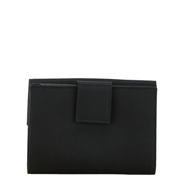 プラダ 三角ロゴプレート 二つ折り財布 ブラック ナイロン レザー レディース PRADA 【中古】