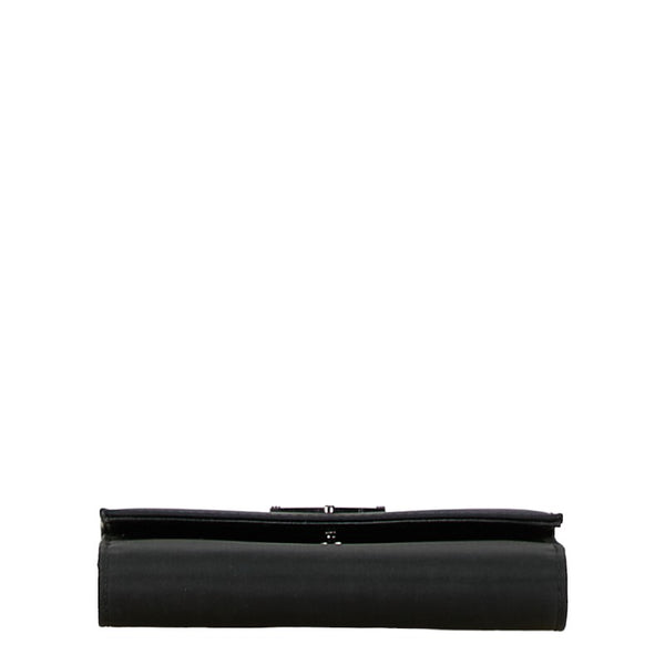 プラダ 三角ロゴプレート 二つ折り財布 ブラック ナイロン レザー レディース PRADA 【中古】