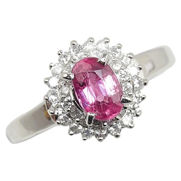Pt900 プラチナ ピンクサファイア1.18ct ダイヤ0.42ct リング 指輪 レディース 14号 【中古】
