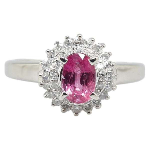 Pt900 プラチナ ピンクサファイア1.18ct ダイヤ0.42ct リング 指輪 レディース 14号 【中古】