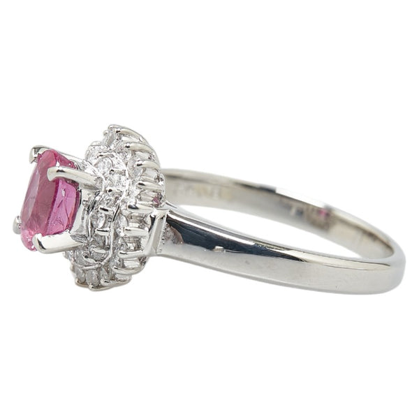 Pt900 プラチナ ピンクサファイア1.18ct ダイヤ0.42ct リング 指輪 レディース 14号 【中古】