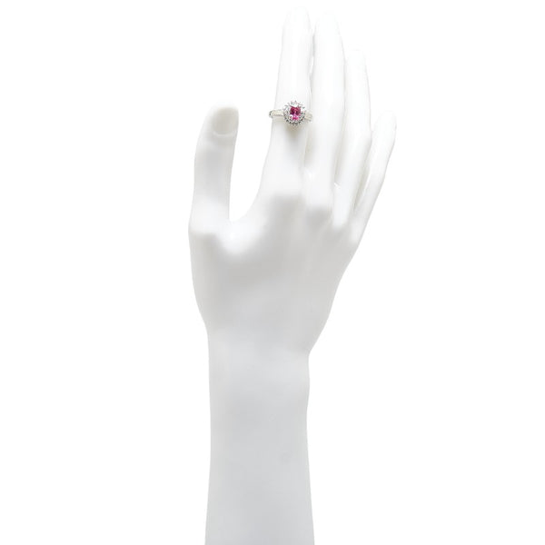 Pt900 プラチナ ピンクサファイア1.18ct ダイヤ0.42ct リング 指輪 レディース 14号 【中古】