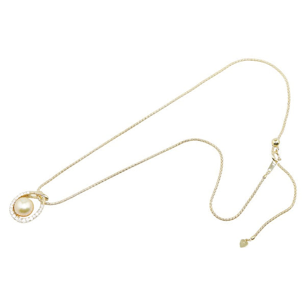 K18YG イエローゴールド 白蝶真珠約10.5mm ダイヤ0.50ct ペンダントネックレス レディース 【中古】