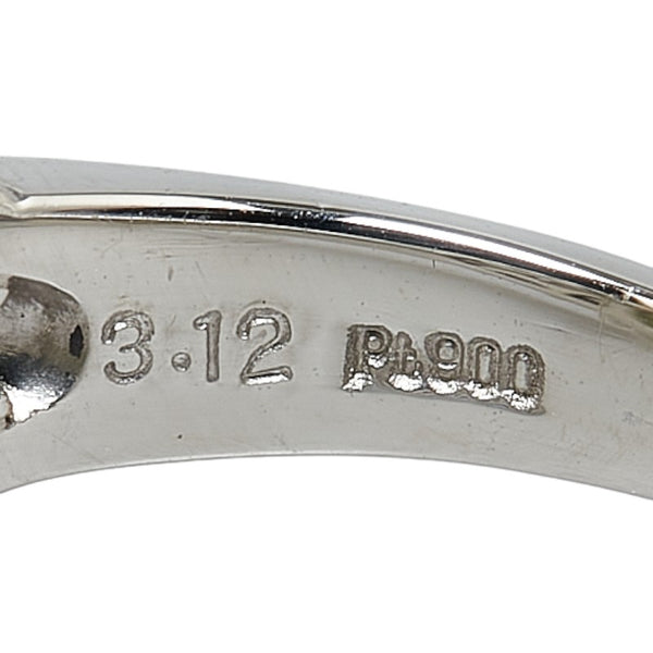 シルバー グリーン Pt900 プラチナ キャッツアイ3.12ct ダイヤ0.61ct リング 指輪 レディース 10.5号 【中古】