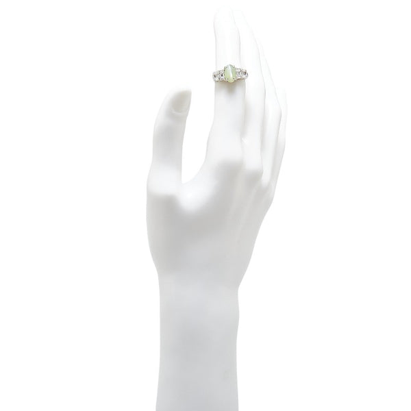 シルバー グリーン Pt900 プラチナ キャッツアイ3.12ct ダイヤ0.61ct リング 指輪 レディース 10.5号 【中古】