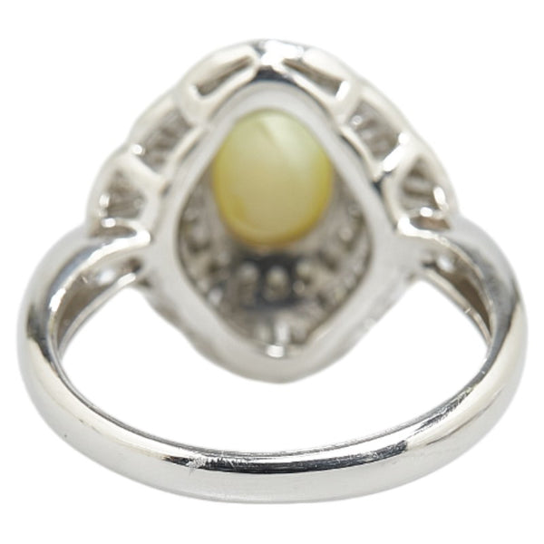 Pt900 プラチナ キャッツアイ1.72ct ダイヤ0.40ct フラワー 花 モチーフ リング 指輪 レディース 11.5号 【中古】