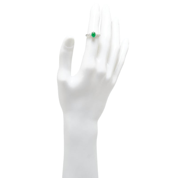 Pt900 プラチナ ひすい1.267ct ダイヤ0.16ct リング 指輪 レディース 12号 【中古】