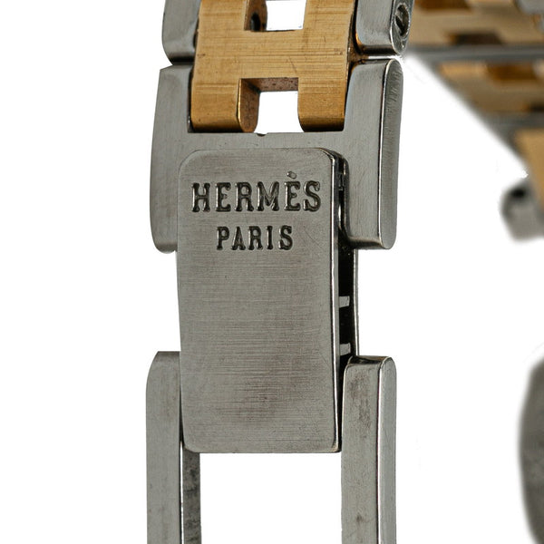 エルメス クリッパー 腕時計 CL3.240 クオーツ ホワイト文字盤 ステンレススチール メッキ レディース HERMES 【中古】