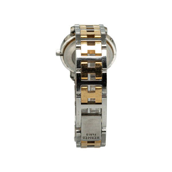 エルメス クリッパー 腕時計 CL3.240 クオーツ ホワイト文字盤 ステンレススチール メッキ レディース HERMES 【中古】
