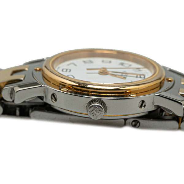 エルメス クリッパー 腕時計 CL3.240 クオーツ ホワイト文字盤 ステンレススチール メッキ レディース HERMES 【中古】