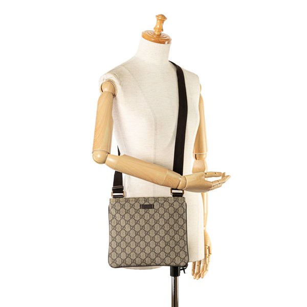 グッチ GGスプリーム 斜め掛け ショルダーバッグ 204046 ブラウン PVC レザー レディース GUCCI 【中古】